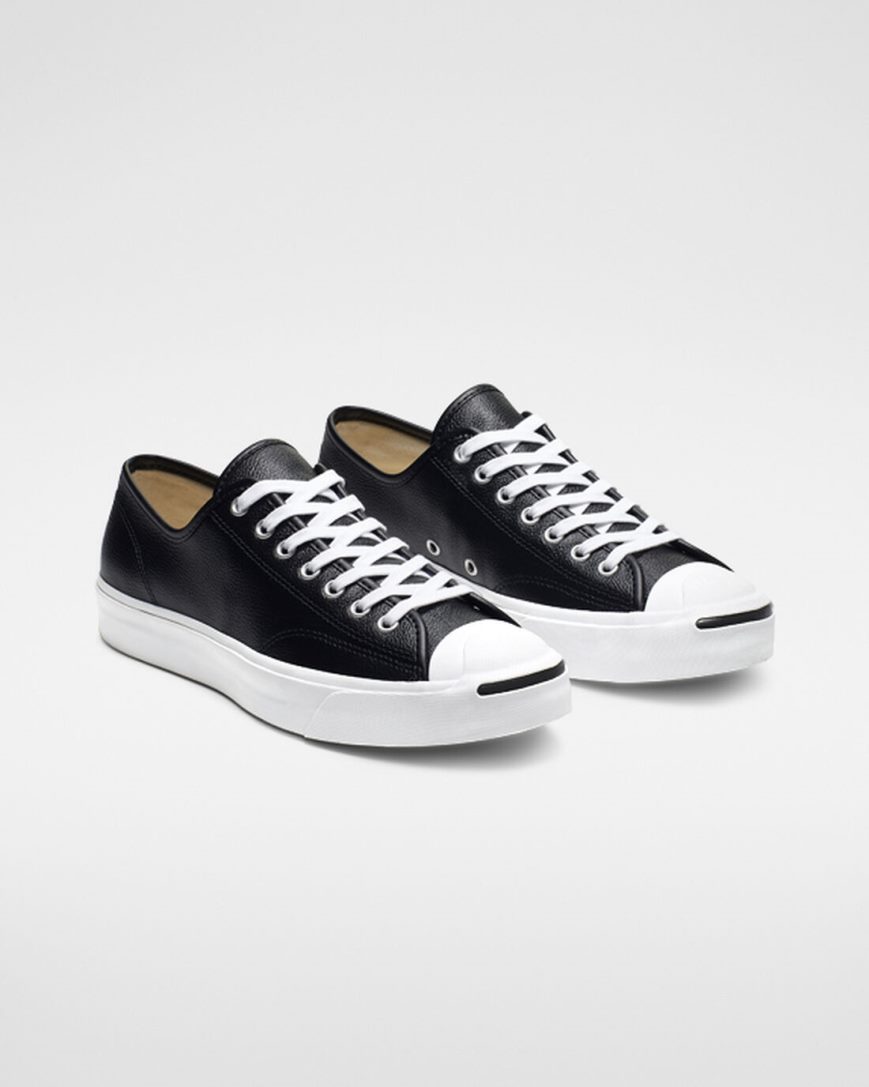 Tenis Converse Jack Purcell Couro Cano Baixo Feminino Pretas Branco | PT M08T370